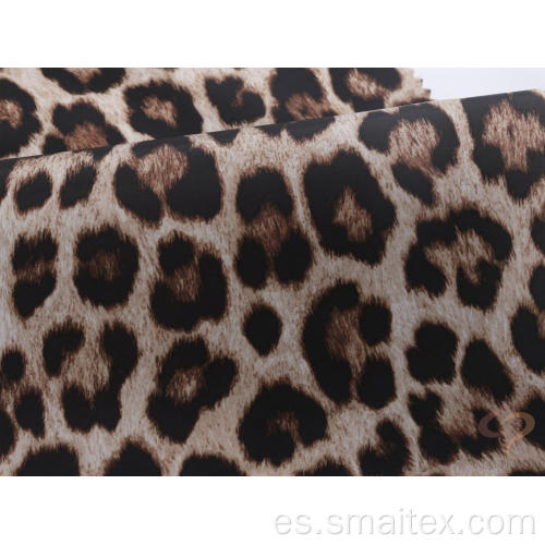 Tafetán de poliéster 50D con estampado de leopardo